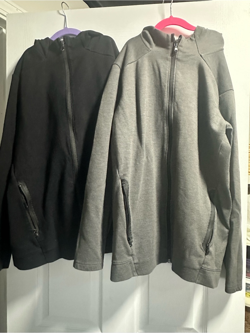 Old Navy Active Black and Grey Full-Zip Fleece Hoodies